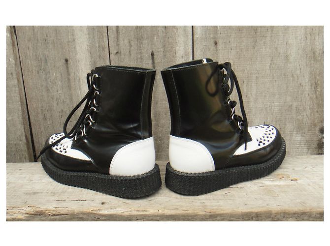 Autre Marque Nevermind Creeper Boots Leder Schwarz Weiß 37 - Ansicht 4