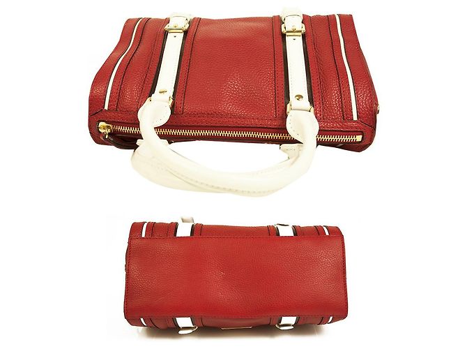 Borsa a mano Burberry Speedy in pelle rossa e bianca con tracolla extra tracolla - vista 3