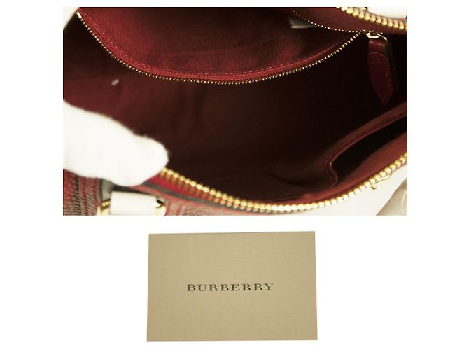 Borsa a mano Burberry Speedy in pelle rossa e bianca con tracolla extra tracolla - vista 6