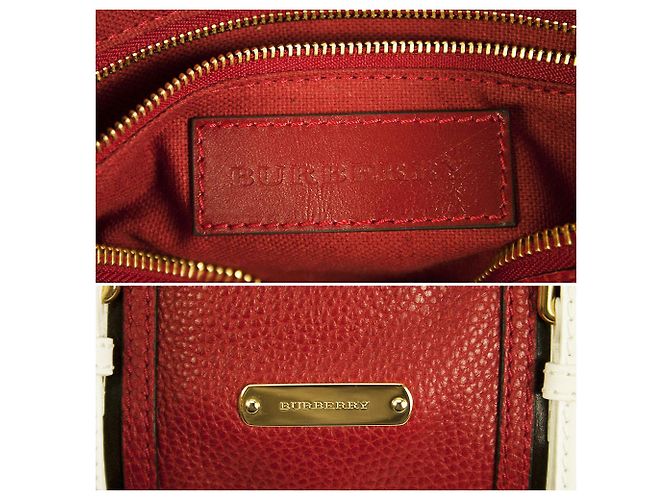Borsa a mano Burberry Speedy in pelle rossa e bianca con tracolla extra tracolla - vista 7