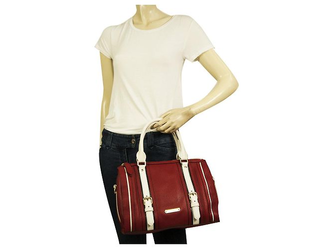 Borsa a mano Burberry Speedy in pelle rossa e bianca con tracolla extra tracolla - vista 8
