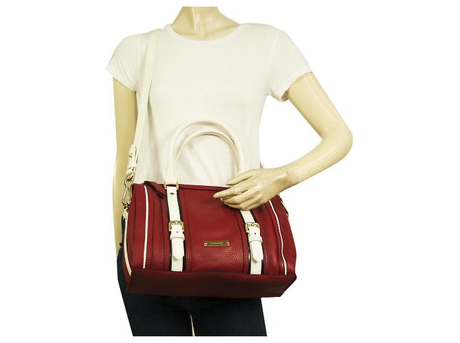 Borsa a mano Burberry Speedy in pelle rossa e bianca con tracolla extra tracolla - vista 9
