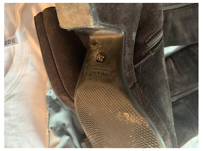 Botas Prada de ante marrón Castaño - vista 4
