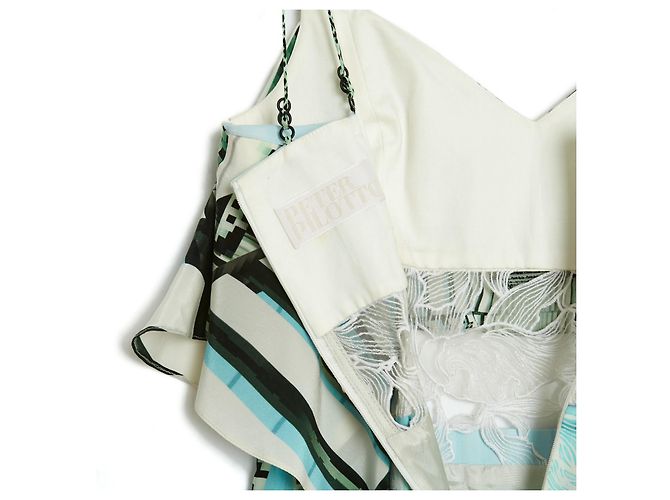 Peter Pilotto VOLANTE DE SEDA TURQUESA EN36 Blanco - vista 4