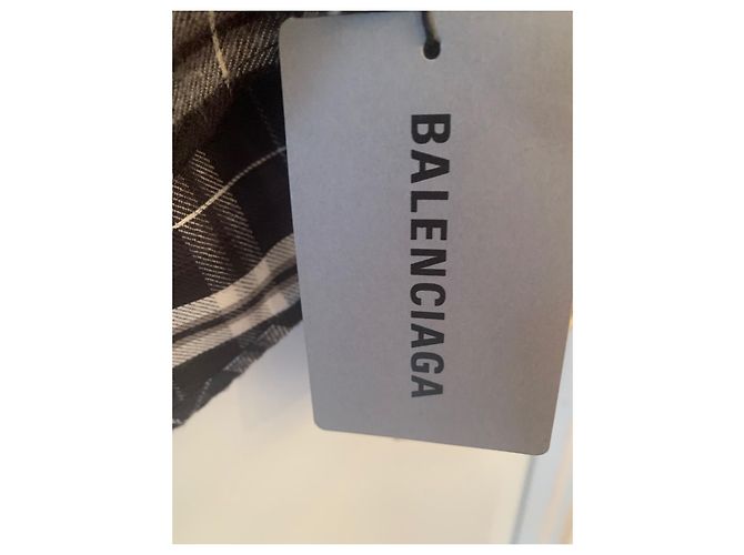 Balenciaga Camicia in flanella a quadri bianca e nera Nero Bianco Multicolore - vista 3