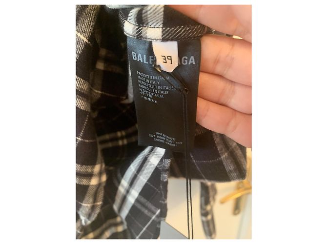 Balenciaga Camicia in flanella a quadri bianca e nera Nero Bianco Multicolore - vista 4