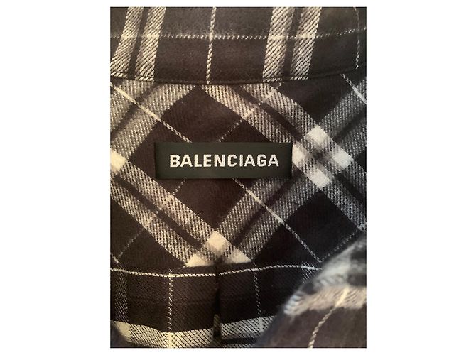 Balenciaga Camicia in flanella a quadri bianca e nera Nero Bianco Multicolore - vista 5
