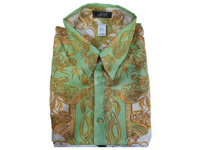 Camicia Gianni Versace Medusa in seta bianca XL Bianco - vista 3