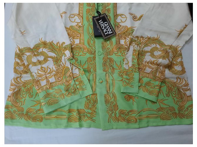 Camicia Gianni Versace Medusa in seta bianca XL Bianco - vista 4