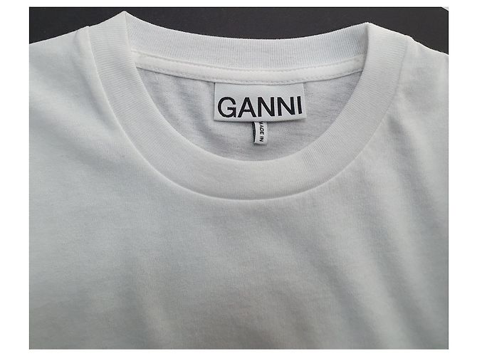Top Ganni Blanco de Manga Larga con Logo - vista 6