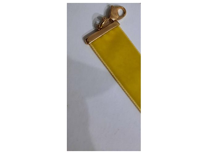 Collana chocker Valentino Garavani in velluto giallo con perla D'oro - vista 4