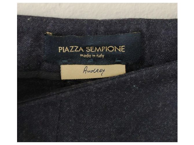 Pantalones Piazza Sempione de lana azul oscuro - vista 3