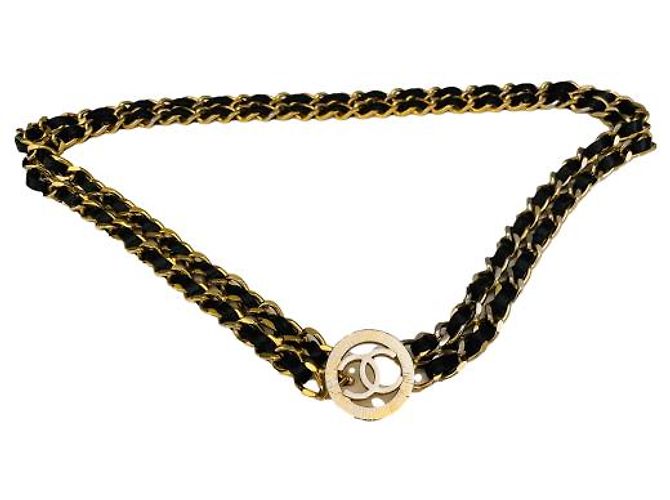 Cambon Chanel Gürtel Geflochtenes Leder Golden - Ansicht 2