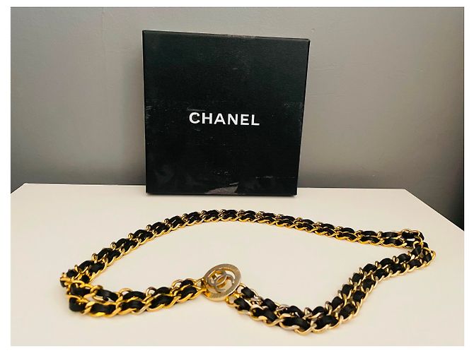 Cambon Chanel Gürtel Geflochtenes Leder Golden - Ansicht 10
