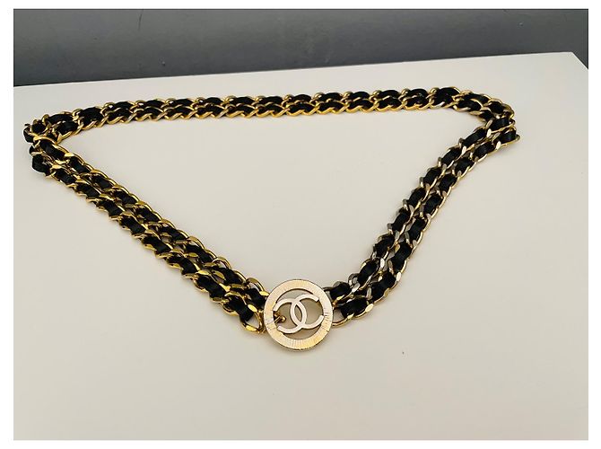 Cambon Chanel Gürtel Geflochtenes Leder Golden - Ansicht 3
