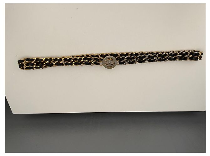Cambon Chanel Gürtel Geflochtenes Leder Golden - Ansicht 4