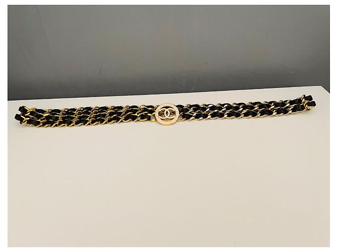 Cambon Chanel Gürtel Geflochtenes Leder Golden - Ansicht 6