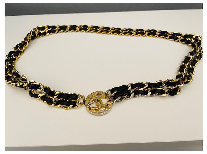 Cambon Chanel Gürtel Geflochtenes Leder Golden - Ansicht 7
