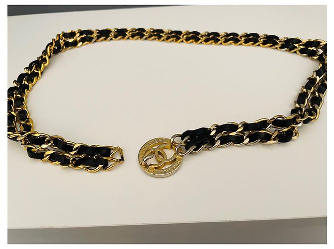 Cambon Chanel Gürtel Geflochtenes Leder Golden - Ansicht 8