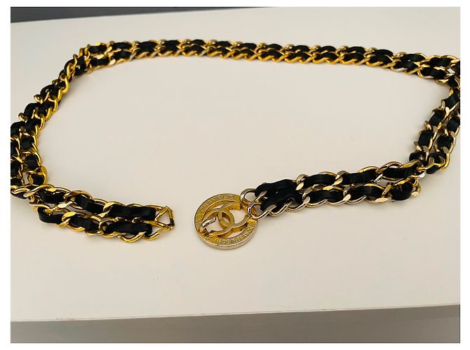 Cambon Chanel Gürtel Geflochtenes Leder Golden - Ansicht 9