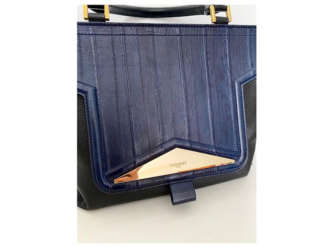 Vionnet Borsa a mano con tasca removibile e tracolla Nero Blu navy - vista 12