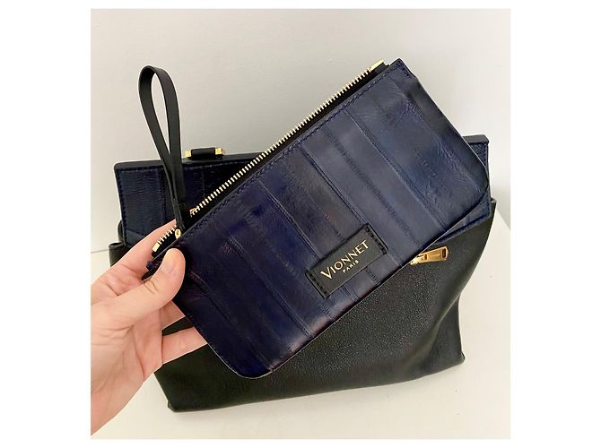 Vionnet Borsa a mano con tasca removibile e tracolla Nero Blu navy - vista 6