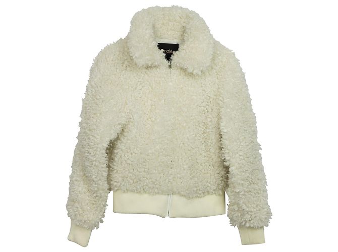 Maje Blanche Kunstpelzjacke aus weißem Polyester - Ansicht 3
