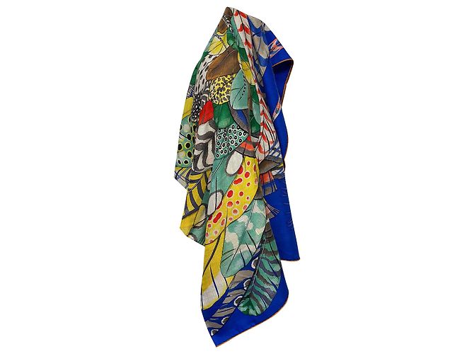 Hermès Hermes Plumes en Fete Scialle in Cashmere Multicolor Multicolore - vista 2