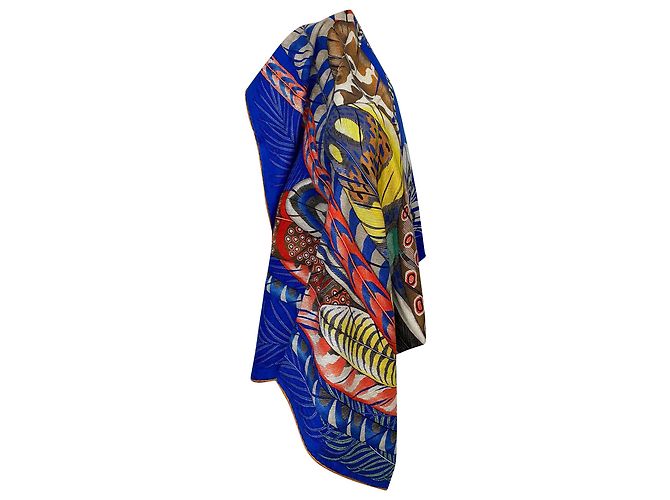 Hermès Hermes Plumes en Fete Scialle in Cashmere Multicolor Multicolore - vista 4