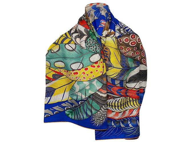 Hermès Hermes Plumes en Fete Scialle in Cashmere Multicolor Multicolore - vista 5