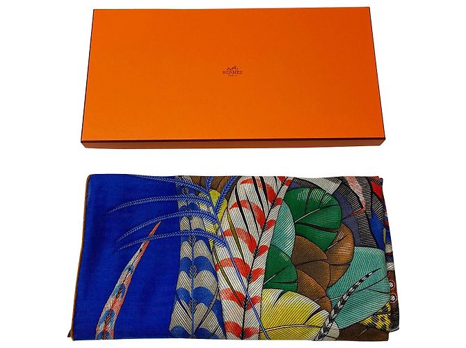 Hermès Hermes Plumes en Fete Scialle in Cashmere Multicolor Multicolore - vista 8
