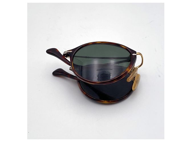 Persol Gafas de sol redondas plegables de acetato marrón 3075-S 51/21 140MM Castaño - vista 3