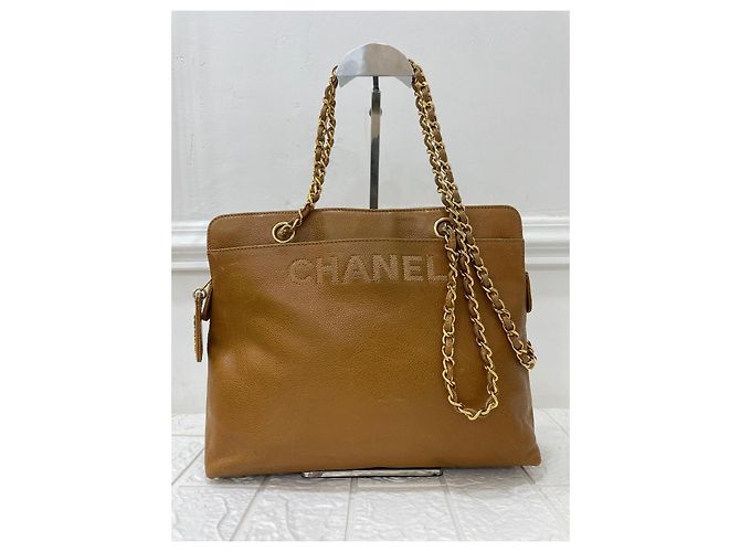 Chanel Vintage Tragetasche aus Leder Braun - Ansicht 2