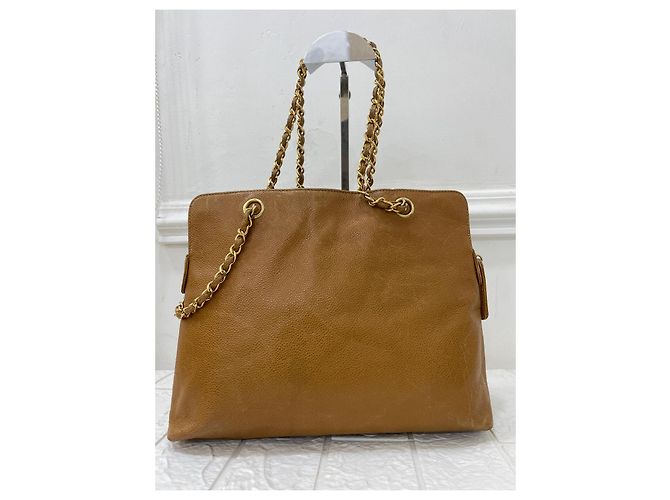 Chanel Vintage Tragetasche aus Leder Braun - Ansicht 3