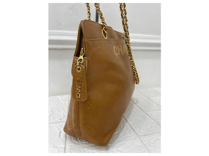 Chanel Vintage Tragetasche aus Leder Braun - Ansicht 5