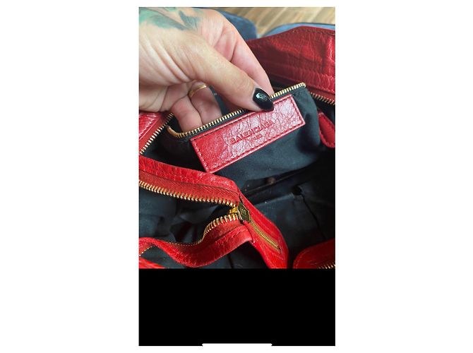 Borsa a mano Balenciaga in pelle di vitello rossa Rosso - vista 2