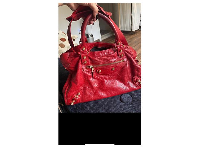 Borsa a mano Balenciaga in pelle di vitello rossa Rosso - vista 3
