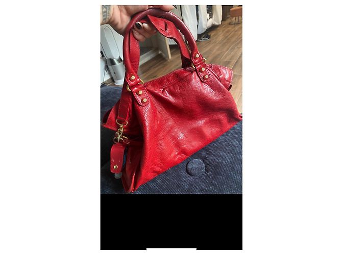 Borsa a mano Balenciaga in pelle di vitello rossa Rosso - vista 6