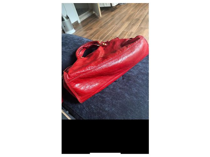 Borsa a mano Balenciaga in pelle di vitello rossa Rosso - vista 7