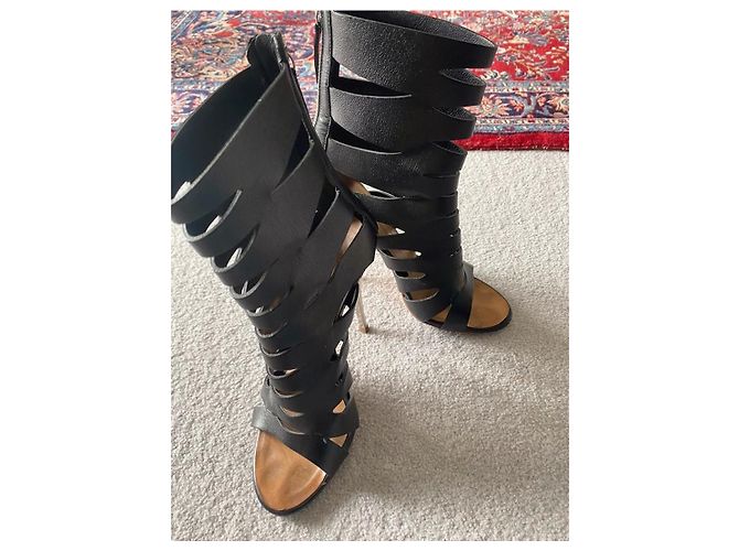 Tacchi a gabbia con intagli Giuseppe Zanotti Nero Argento - vista 10