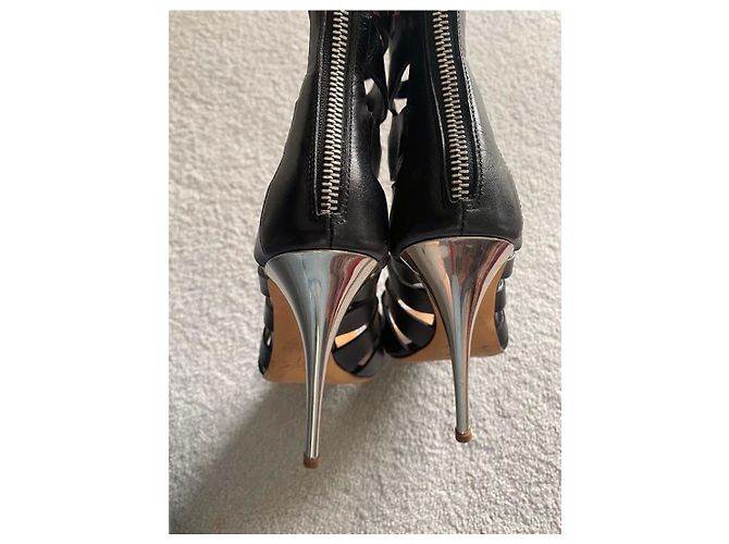 Tacchi a gabbia con intagli Giuseppe Zanotti Nero Argento - vista 8