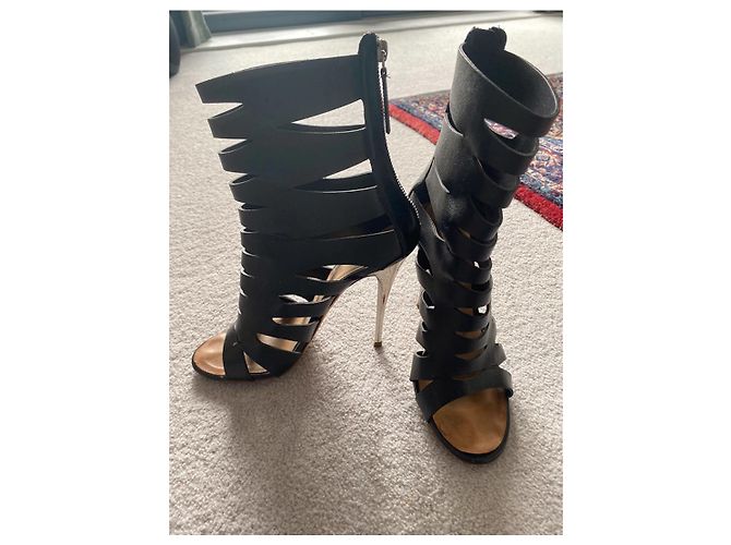 Tacchi a gabbia con intagli Giuseppe Zanotti Nero Argento - vista 9