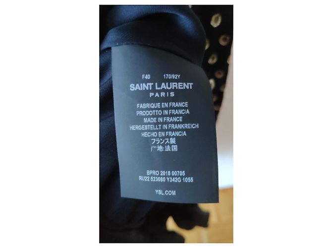 Yves Saint Laurent SAINT LAURENT MINI ABITO IN SETA NERO D'oro - vista 5