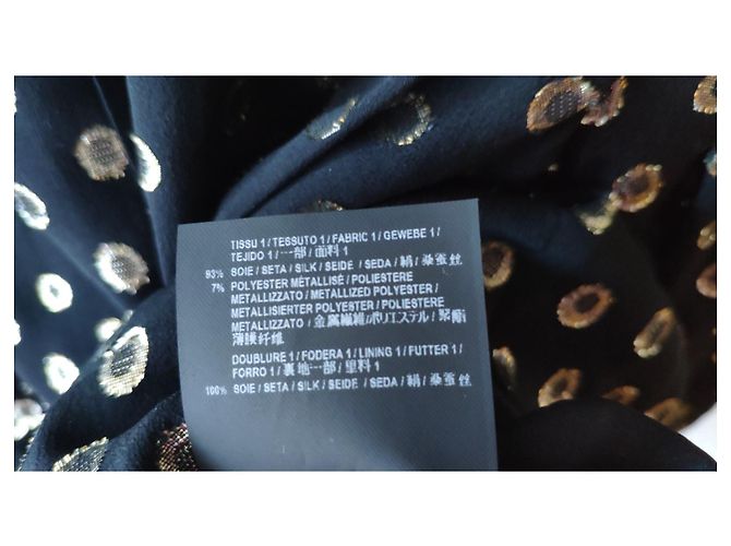 Yves Saint Laurent SAINT LAURENT MINI ABITO IN SETA NERO D'oro - vista 7