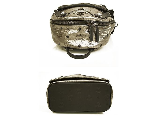 Zaino MCM 'Stark Insignia' in pelle di tela con borchie argento e canna di fucile - vista 3