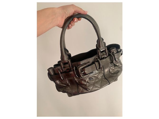 Brook Burberry Lederhandtasche Grau - Ansicht 3