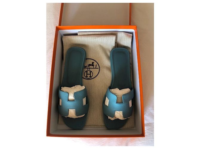 Sandali Hermès Oran Blue Coastal 36,5 - vista 4