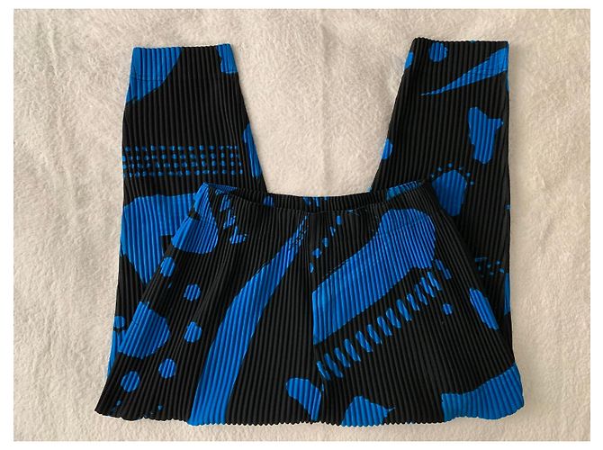 Issey Miyake Pantaloni Homme Plissé neri e blu - vista 3