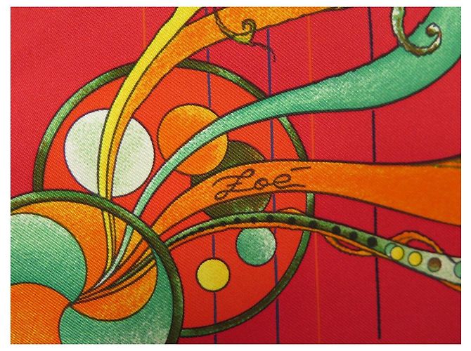 Hermès HERMES SCIARPA LA DANZA DELLA PIAZZA DEL COSMOS 90 PAUWELLS SETA SCIARPA IN SETA ROSSA Rosso - vista 6
