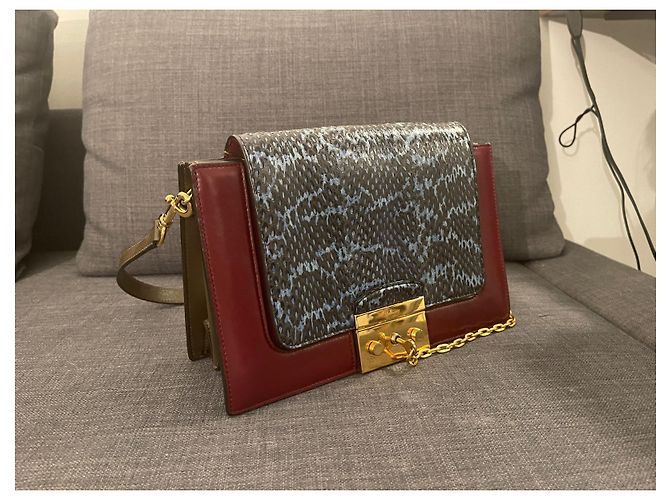 Mulberry Pembroke Handtasche aus rotem Lammleder und Python - Ansicht 2